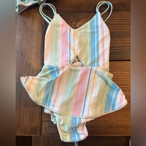 SweetHoney Multicolor Striped Kids Swim One Piece